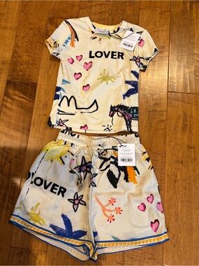Romy x Takayuelle Rodeo Lover Art Print Designer Set XS — Tee & Shorts NWT